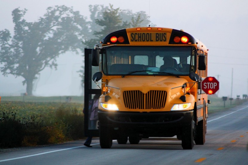 School Bus picking up Kids